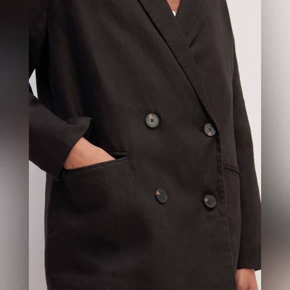 Everlane The Linen Double Breasted Blazer in Black Size 6 NWOT - Picture 4 of 13